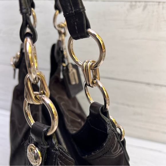 COACH Signature Maggie Mia Hobo Bag Black Sateen H1073-16153 Retired Style - Picture 9 of 14